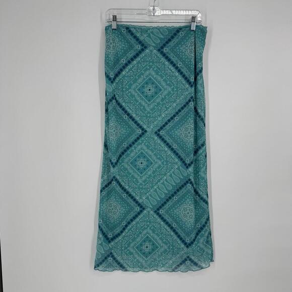 y2k green midi skirt 90s small S green fairy no boundaries festival rave party - Picture 1 of 7